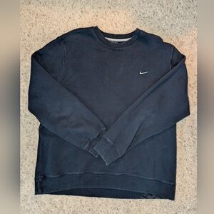 Vintage Nike Black Crewneck Sweatshirt White Swoosh Mens XXL